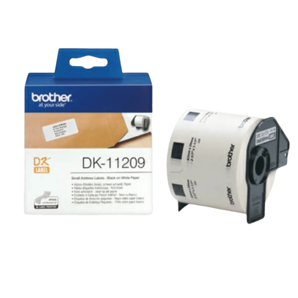 Brother DK11209 Sort tekst / Hvid tape 29 x 62 mm, 800 stk. tape - Original