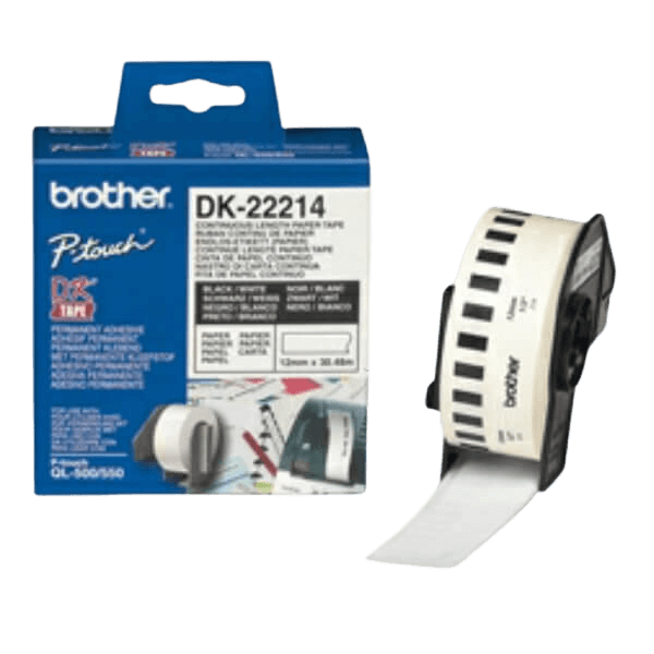 Brother DK22214 Hvid 12mm x 30.48m tape - Original