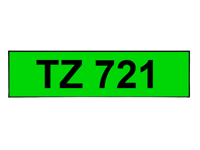 Brother TZe-721 Sort tekst / Grøn tape 9 mm x 8 m tape - Kompatibel