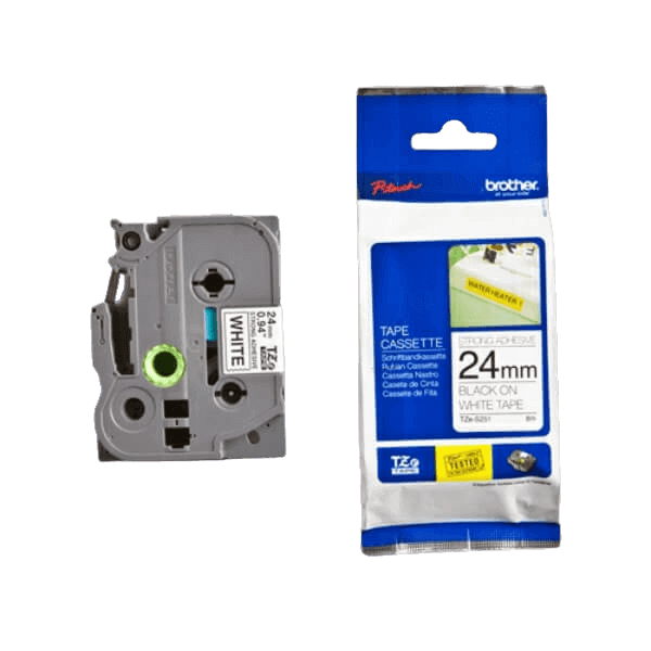 Brother TZe-S251 Sort tekst / Hvid tape 24 mm x 8 m tape - Original