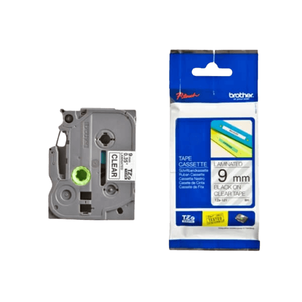 Brother TZe121 Sort tekst / Klar tape 9 mm x 8 m tape - Original