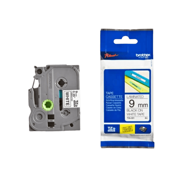 Brother TZe221 Sort tekst / Hvid tape 9 mm x 8 m tape - Original