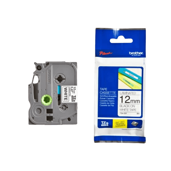 Brother TZe231 Sort tekst / Hvid tape 12 mm x 8 m tape - Original