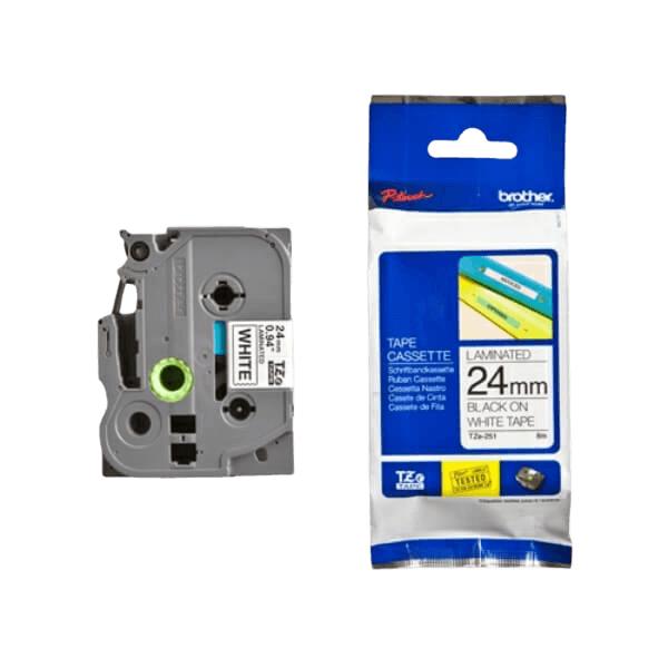 Brother TZe251 Sort tekst / Hvid tape 24 mm x 8 m tape - Original