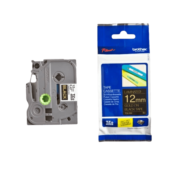 Brother TZe334 Gul tekst / Sort tape 12 mm x 8 m tape - Original