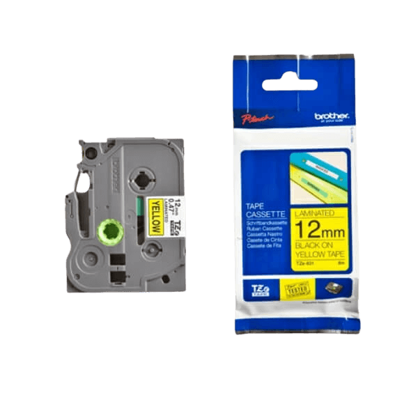 Brother TZe631 Sort tekst / Gul tape 12 mm x 8 m tape - Original