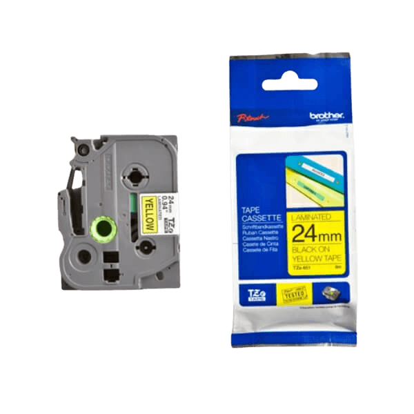 Brother TZe651 Sort tekst / Gul tape 24 mm x 8 m tape - Original