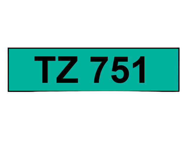 Brother TZe751 Sort tekst / Grøn tape 24 mm x 8 m tape - Kompatibel