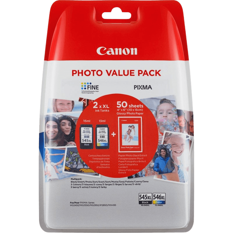 Canon PG-545XL + CL-546XL + PAPIR / 8286B006 XL rabatpakke - Original