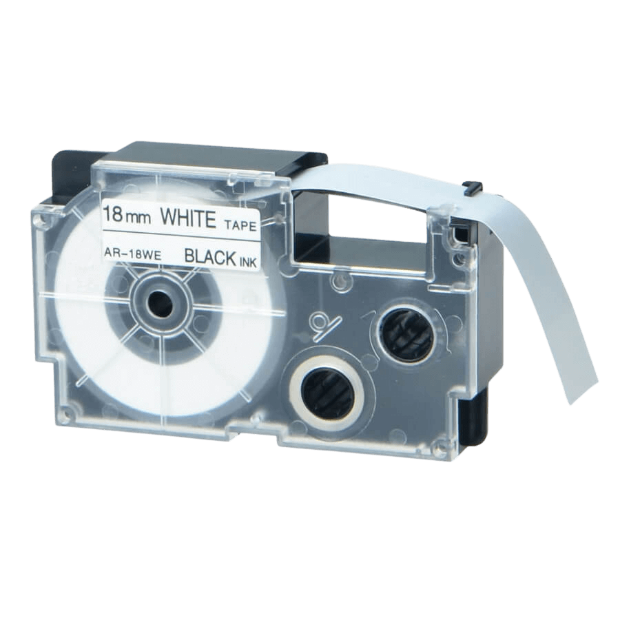 Casio XR-18WE 1 Sort tekst / Hvid tape 18 mm x 8 m tape - Kompatibel