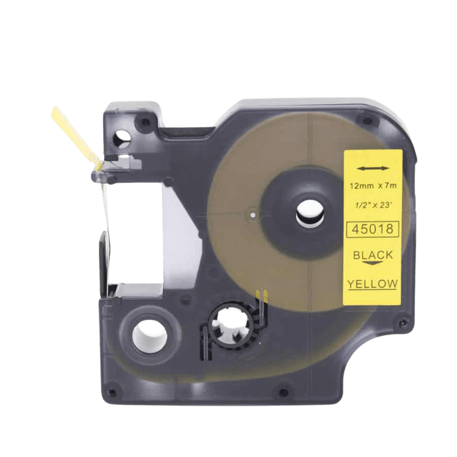 Dymo D1 45018 / S0720580 Sort tekst / Gul tape 12 mm x 7 m tape - Kompatibel