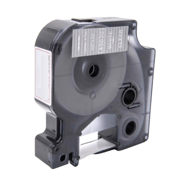 Dymo S0720600 / 45020 Hvid tekst / Klar tape 12 mm x 7 m tape - Kompatibel