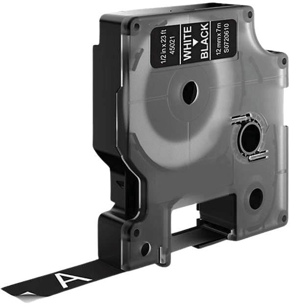 Dymo S0720610 / 45021 Hvid tekst / Sort tape 12 mm x 7 m tape - Kompatibel
