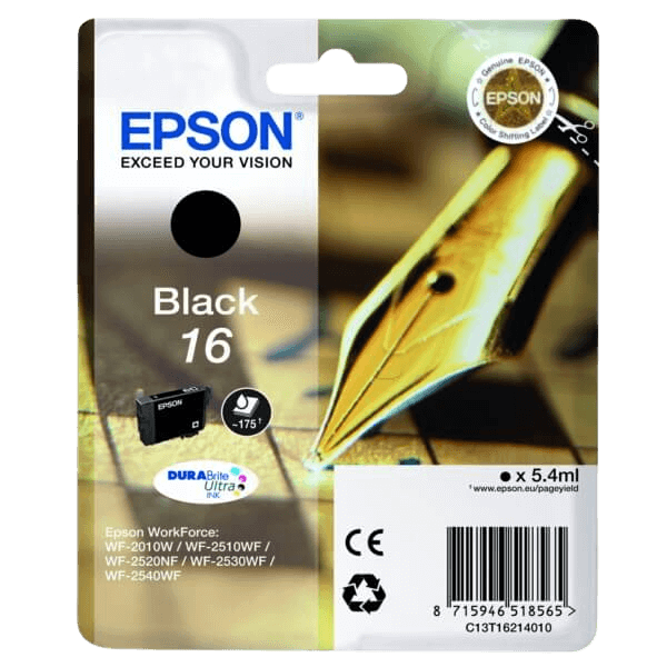 Epson 16 / C13T16214012 sort blækpatron - Original