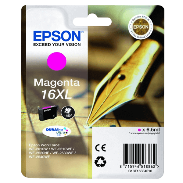 Epson 16 / C13T16334012 magenta XL blækpatron - Original