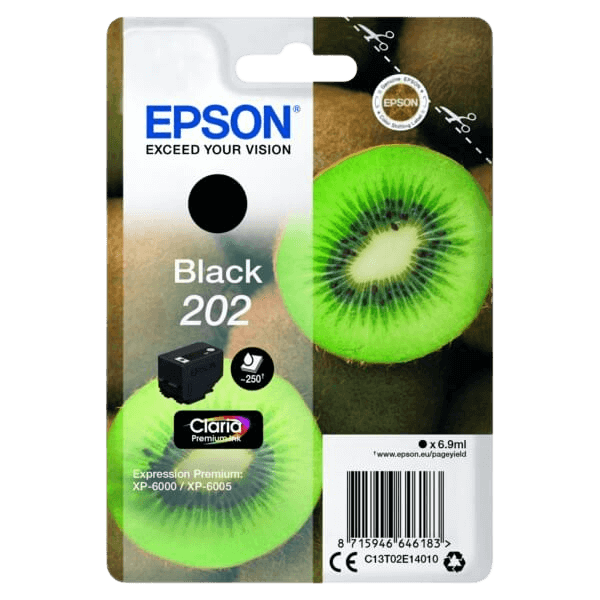 Epson 202 / C13T02E14010 sort blækpatron - Original