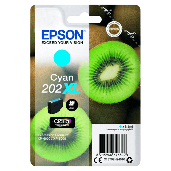 Epson 202 / C13T02H24010 cyan XL blækpatron - Original