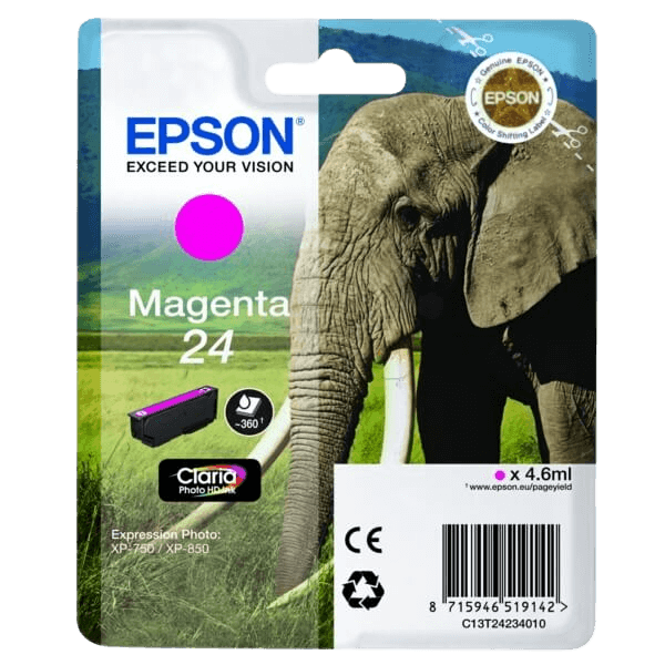 Epson 24 / C13T24234012 magenta blækpatron - Original