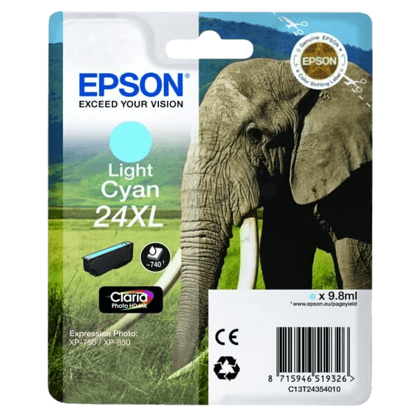 Epson 24XL / C13T24354012 lys cyan XL blækpatron - Original