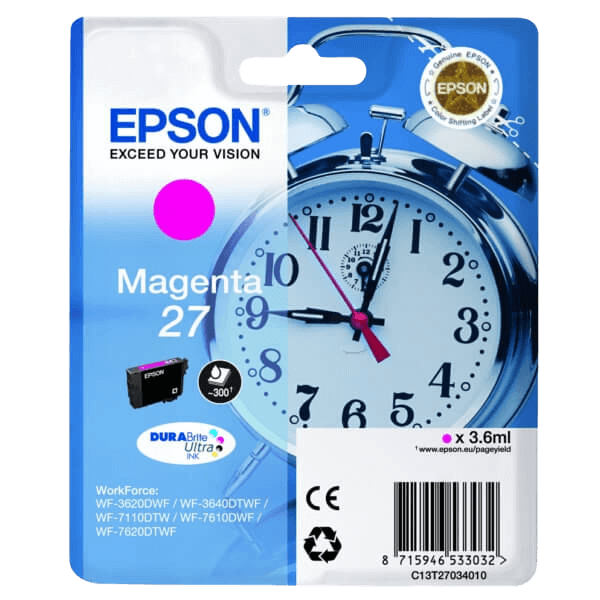 Epson 27 / C13T27034012 magenta blækpatron - Original
