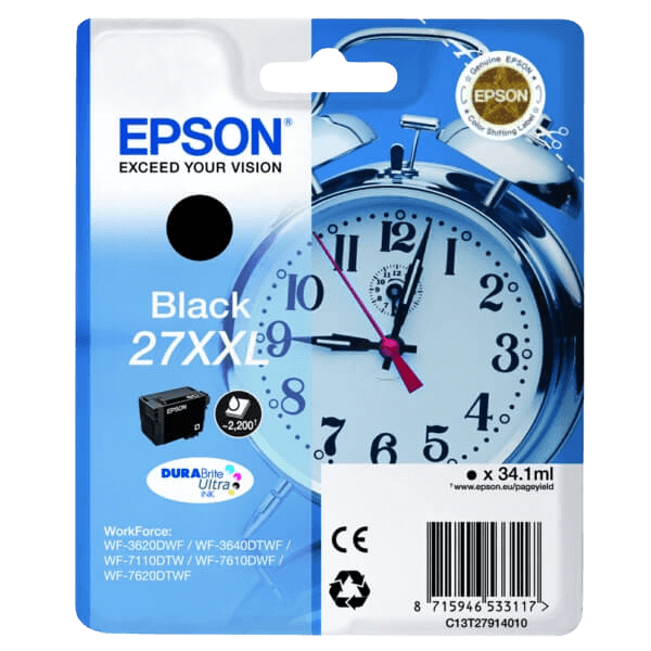 Epson 27 / C13T27914012 sort XXL blækpatron - Original