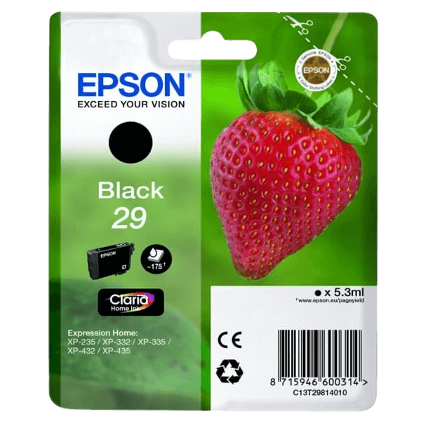 Epson 29 / C13T29814012 sort blækpatron - Original