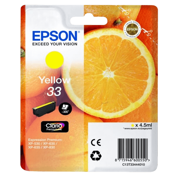 Epson 33 / C13T33444012 gul blækpatron - Original
