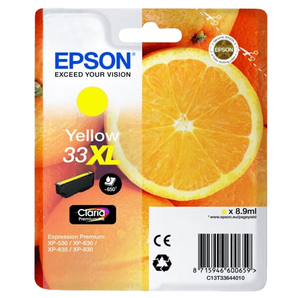 Epson 33 / C13T33644012 gul XL blækpatron - Original