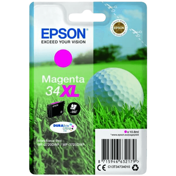 Epson 34 / C13T34734010 magenta XL blækpatron - Original