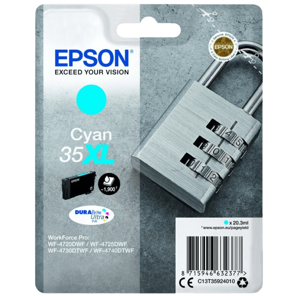 Epson 35 / C13T35924010 cyan XL blækpatron - Original