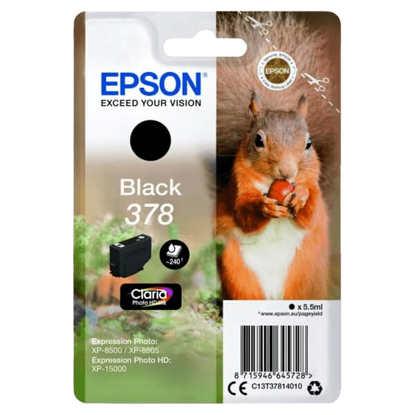 Epson 378 / C13T37814010 sort blækpatron - Original