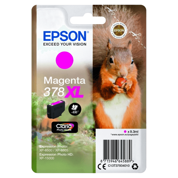 Epson 378 / C13T37934010 magenta XL blækpatron - Original