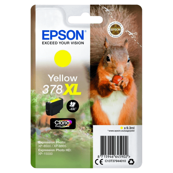 Epson 378 / C13T37944010 gul XL blækpatron - Original