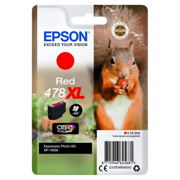 Epson 478 / C13T04F54010 rød XL blækpatron - Original