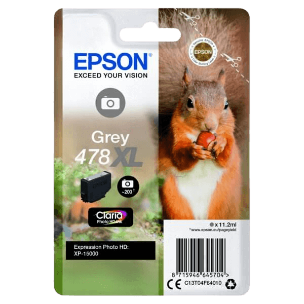 Epson 478 / C13T04F64010 grå XL blækpatron - Original
