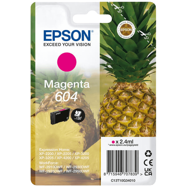 Epson 604 / C13T10G34010 magenta blækpatron - Original