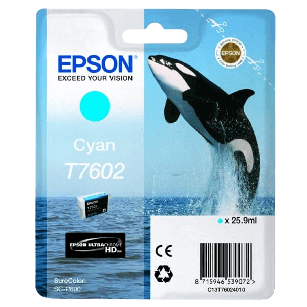 Epson T7602 / C13T76024010 cyan blækpatron - Original