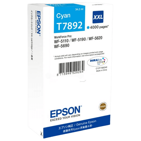 Epson T7892 / C13T789240 cyan XXL blækpatron - Original